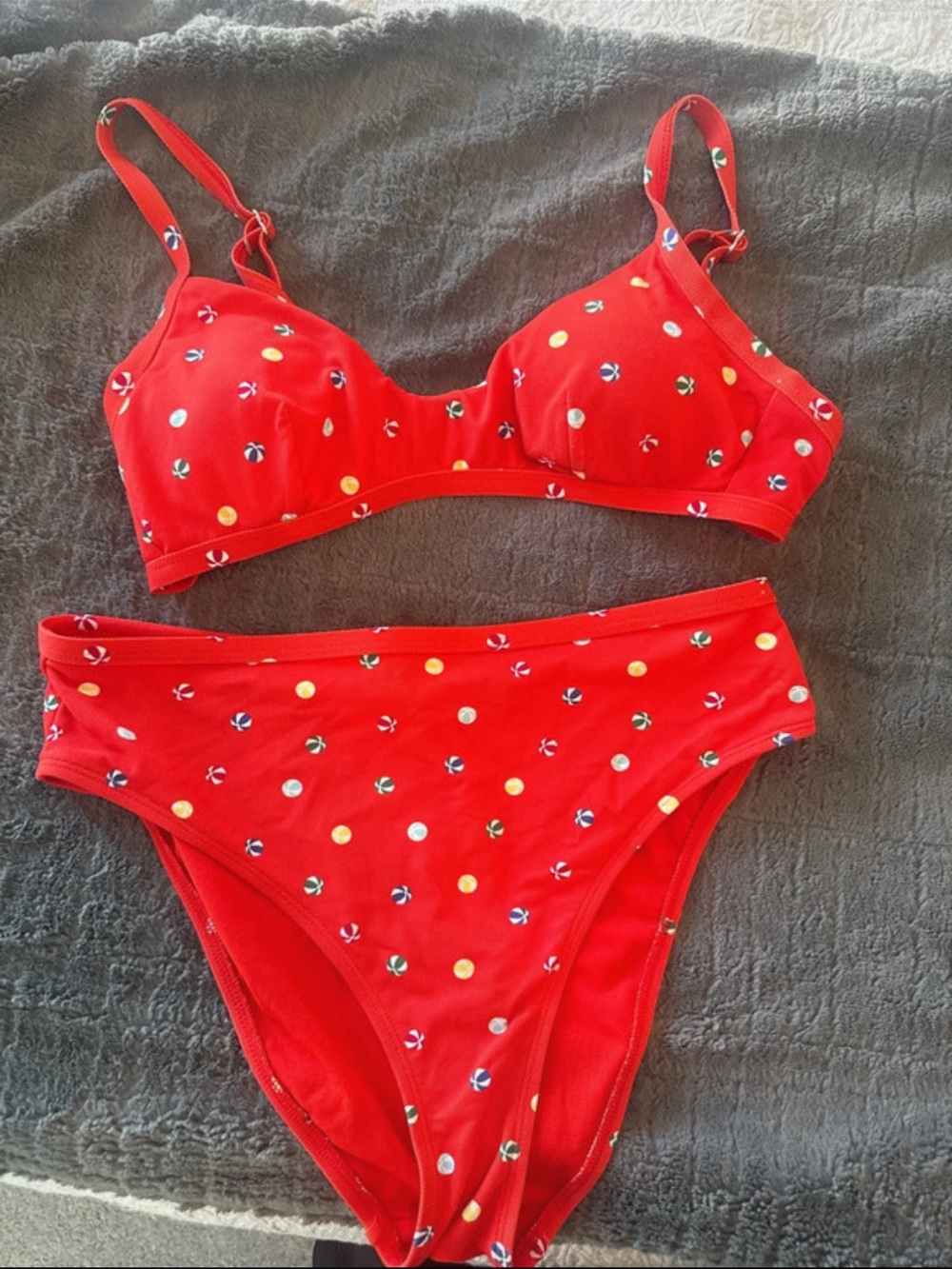 Free Assembly Red Printed Two-Piece Bikini Set